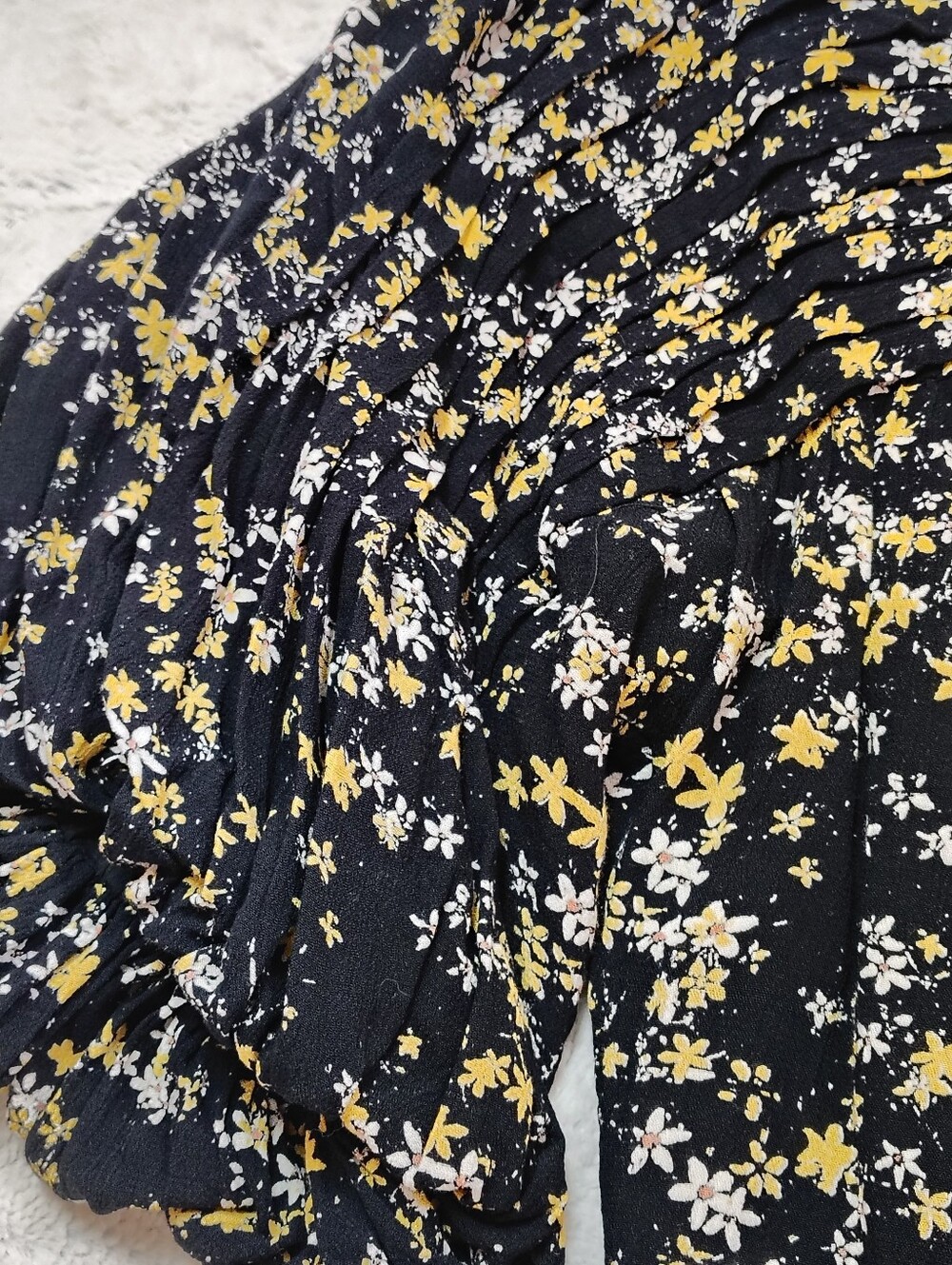 Free People Dessa Bodysuit Black Floral Women's XS Bohemian Hippie Retro Prairie - Picture 10 of 14